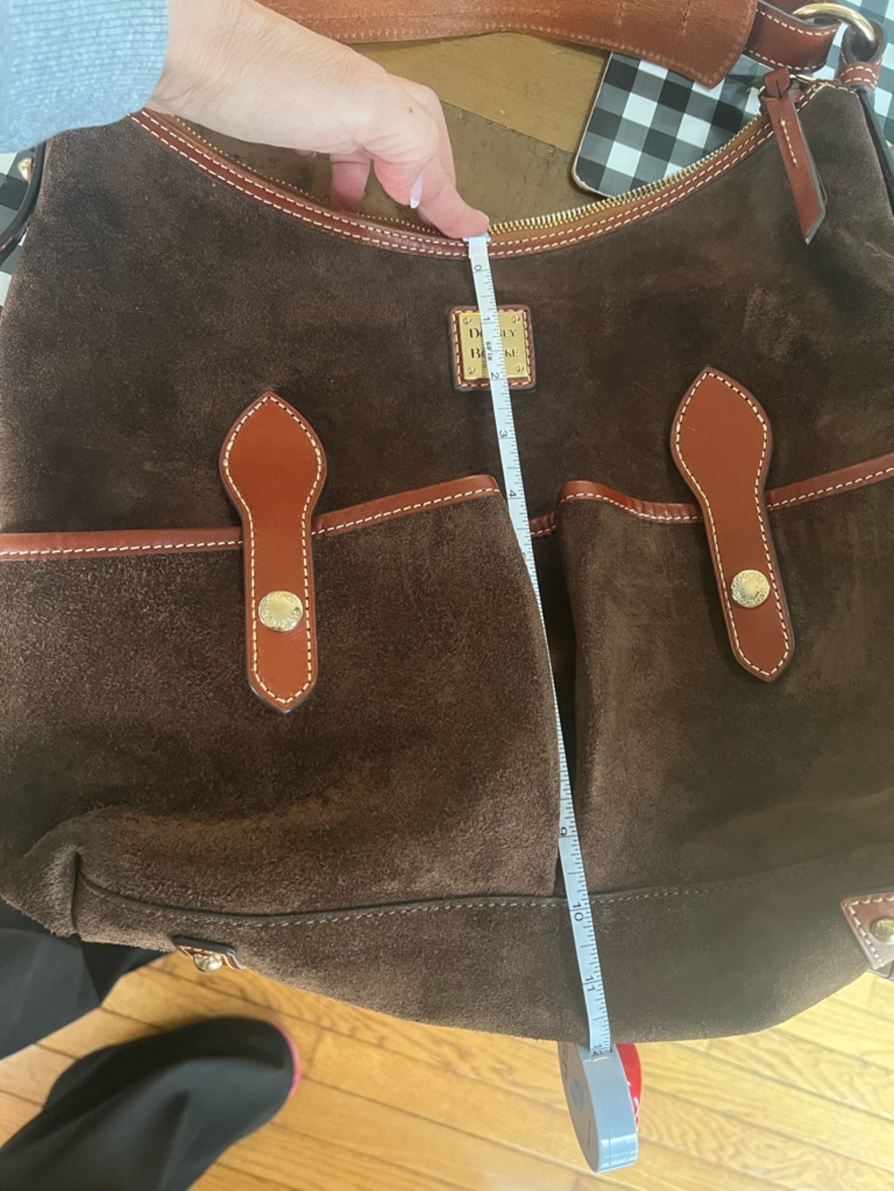 Dooney & Bourke Chocolate Brown Suede Hobo Bag - Picture 4 of 5